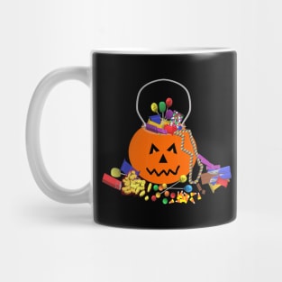 Halloween Candy Pumpkin Bucket (Black Background) Mug